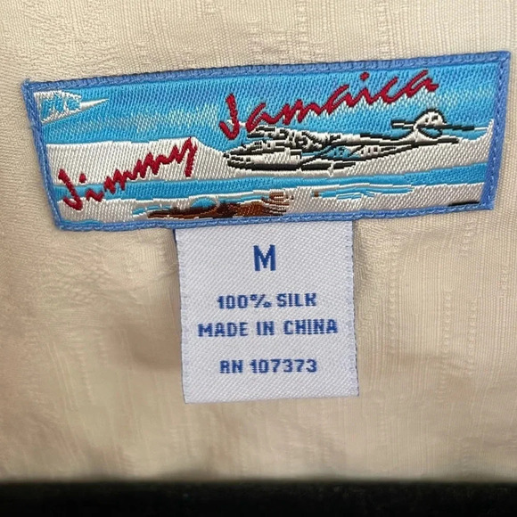 Jimmy Jamaica Men’s 100% Silk Shirt Short Sleeve Button Up Cream Size M - Picture 5 of 10